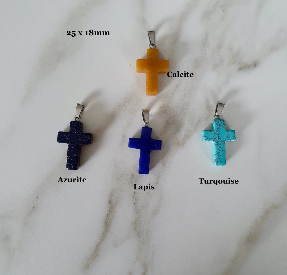 Natural Gemstone Cross Pendants