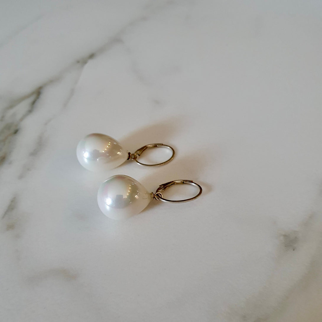 Elegant Reconstituted Pearl Drop Earrings, June Birthstone Jewellery