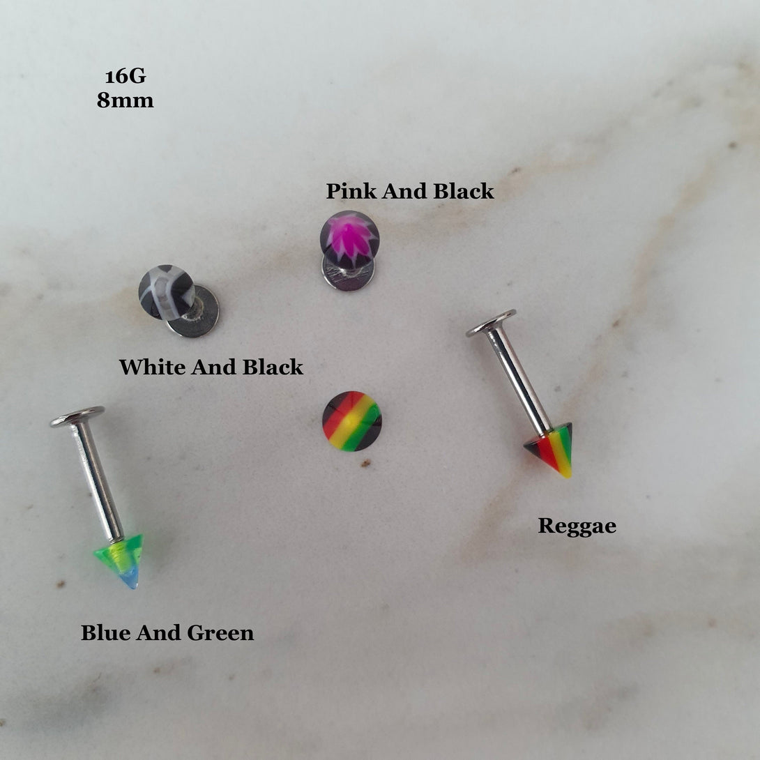 Labret Stud, Spike Or Ball End Surgical Steel And Acrylic Helix, Cartilage, Ear, Flat Back Body Piercings