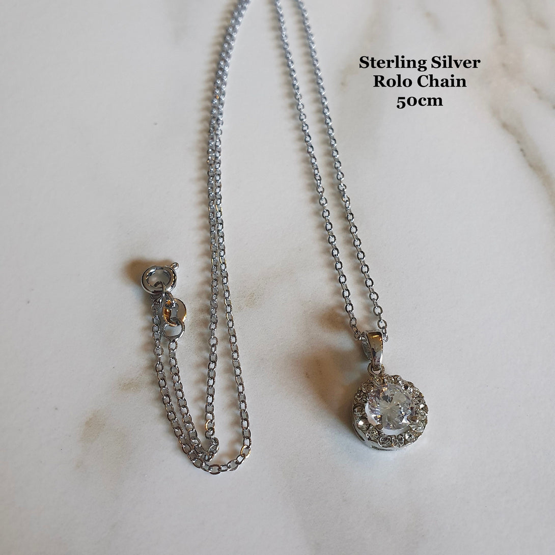 Sterling Silver Halo Necklace, Bridal Jewellery