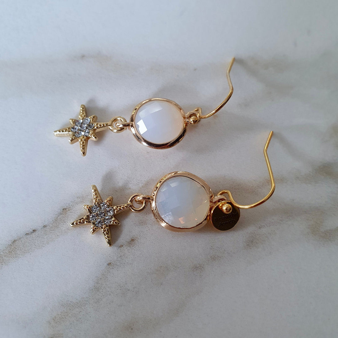 Opal And North Star Drop Earrings, Symbolic October Birthstone Jewellery