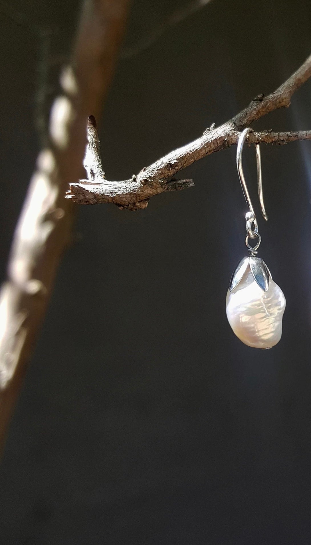 Flower Petal Baroque Pearl Earrings, June Birthstone Jewellery