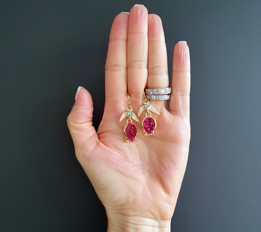 Pomegranate Drop Earrings, In Silver Or Gold, Symbolic Jewellery, Gifts Of Love And Protection