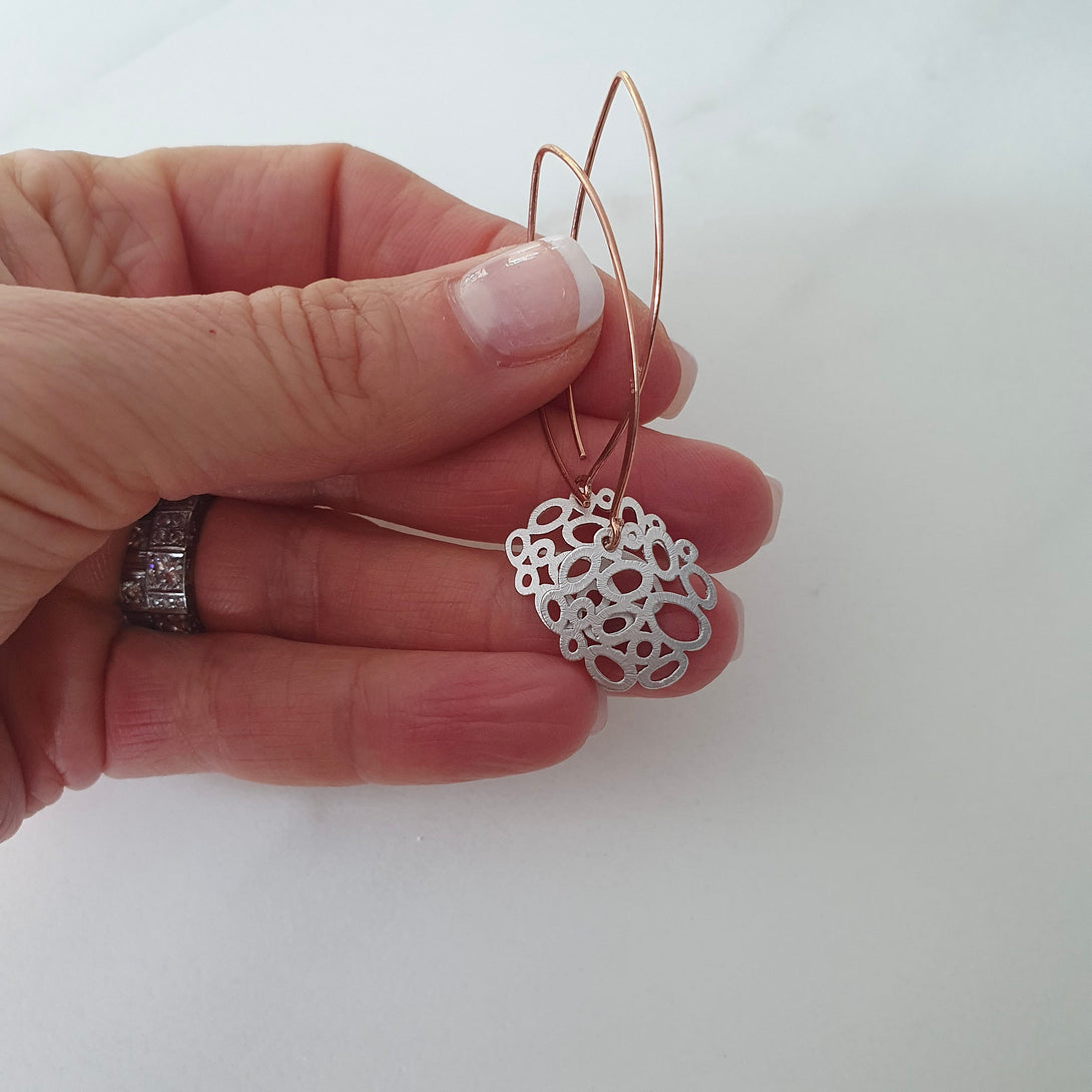 Filigree Earrings, Handcrafted Sterling Silver Drop Earrings, Light Weight Dangles