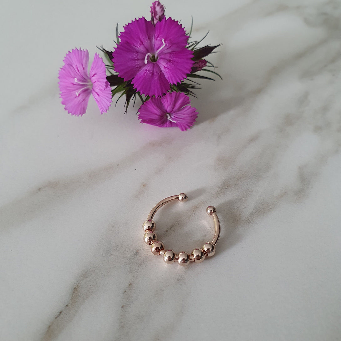 Anxiety Ring, Fidget Ring, Gold, Silver Or Rose Gold Stainless Steel Bead Ring