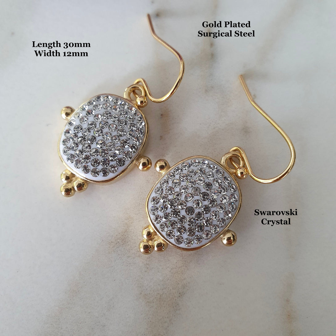 Art Deco Gold Drop Earrings With Austrian Crystal