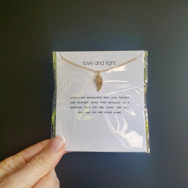 Guardian Angel Wing Necklace in Silver or Gold, On A Card With Message, Symbolic Friendship Gift