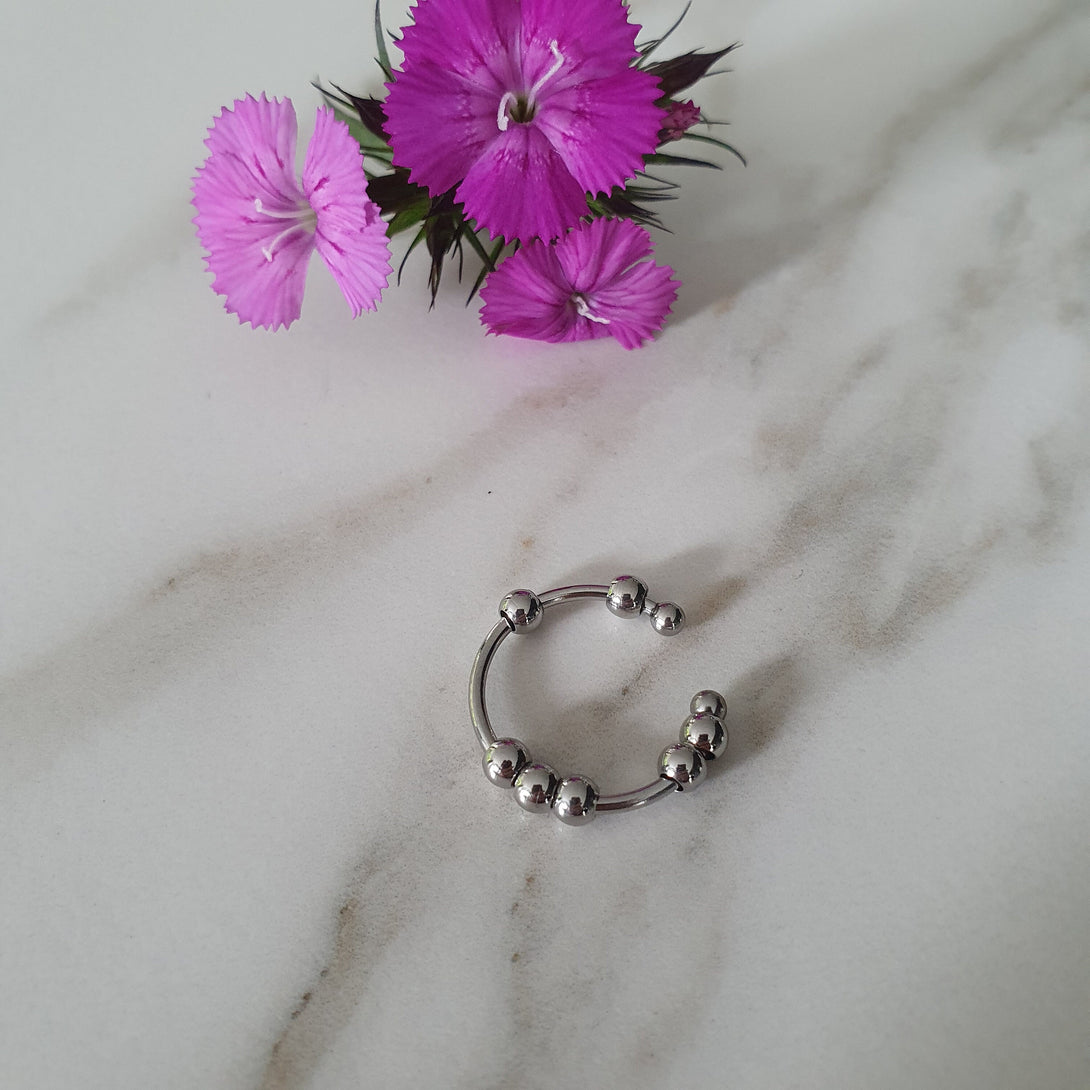 Anxiety Ring, Fidget Ring, Gold, Silver Or Rose Gold Stainless Steel Bead Ring