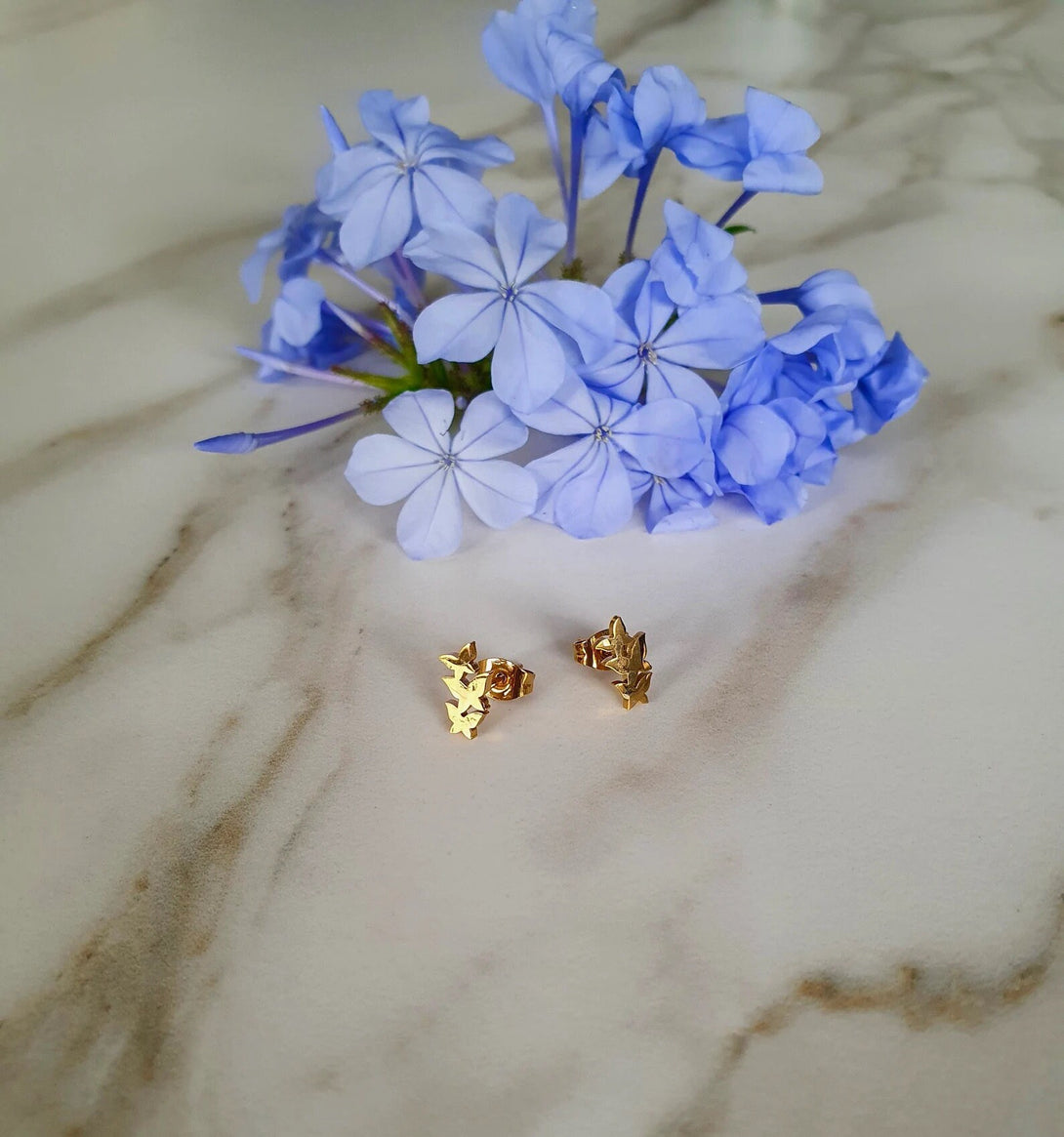 Gold Butterfly Ear Climber Stud Earrings, Hypoallergenic Jewellery