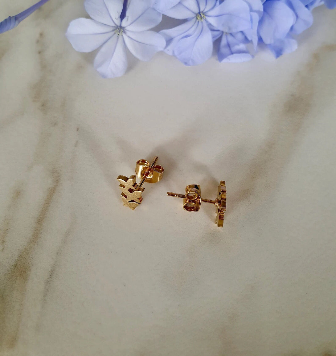 Gold Butterfly Ear Climber Stud Earrings, Hypoallergenic Jewellery