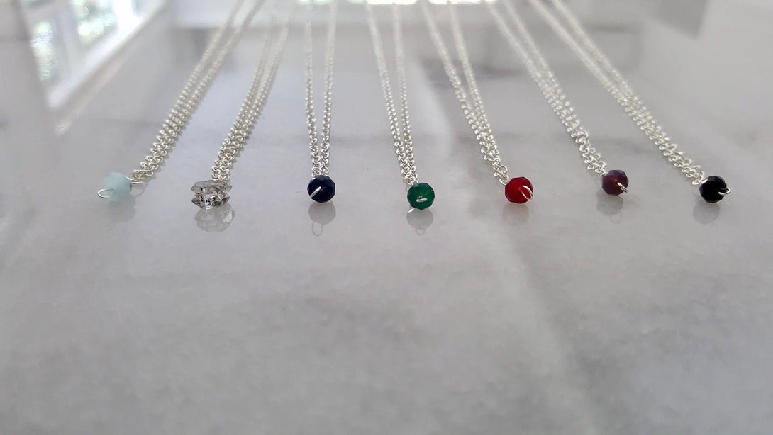 Dainty Gemstone Bead Necklace, Birthstone Jewellery In Sterling Silver