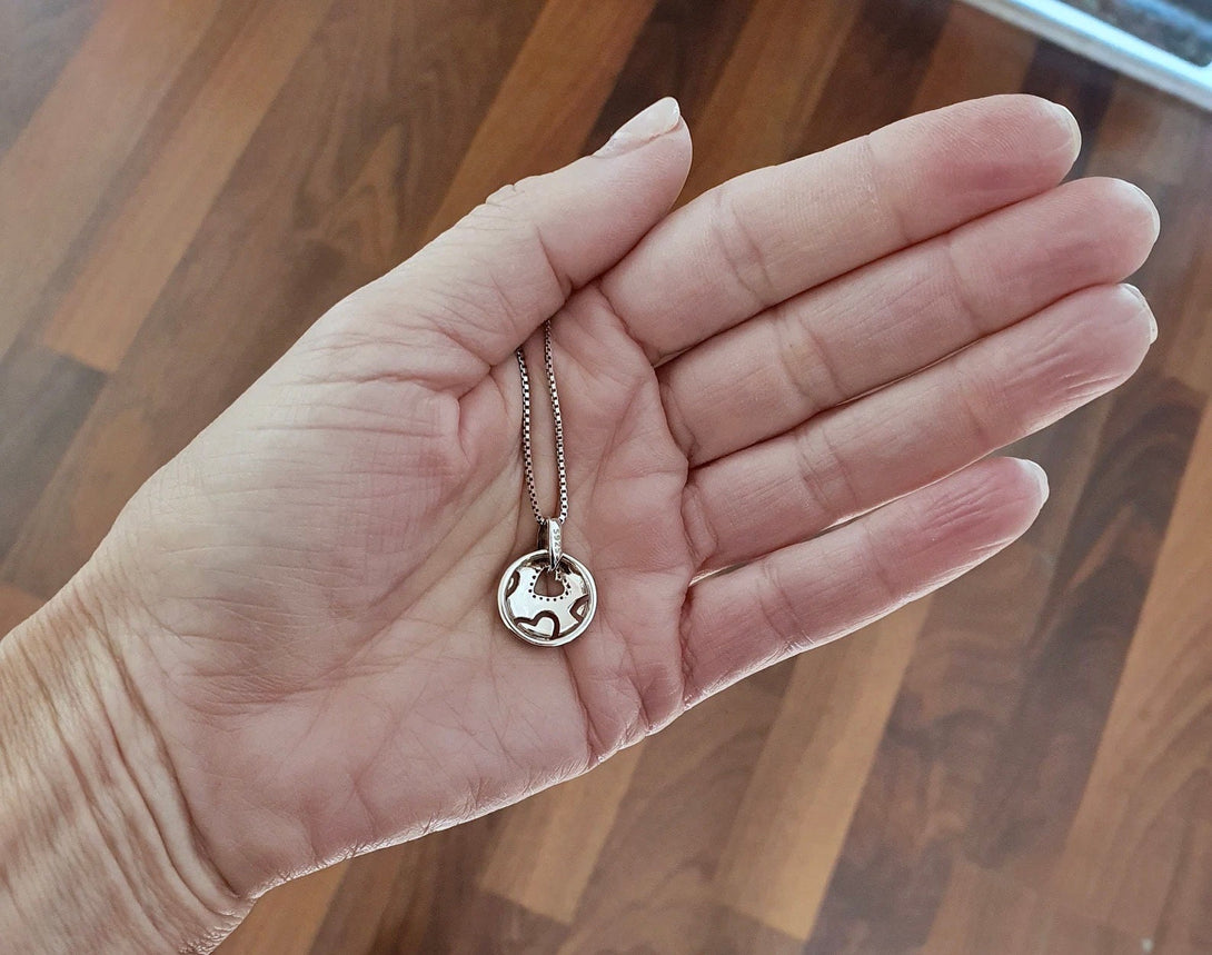 Sterling Silver And Black Enamel Heart Pendant Necklace