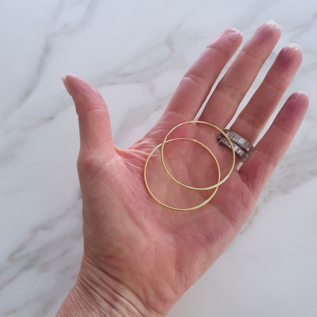 Big Gold Hoop Earrings In Gold Plated Sterling Silver, Lightweight Earrings, Minimalist Jewellery