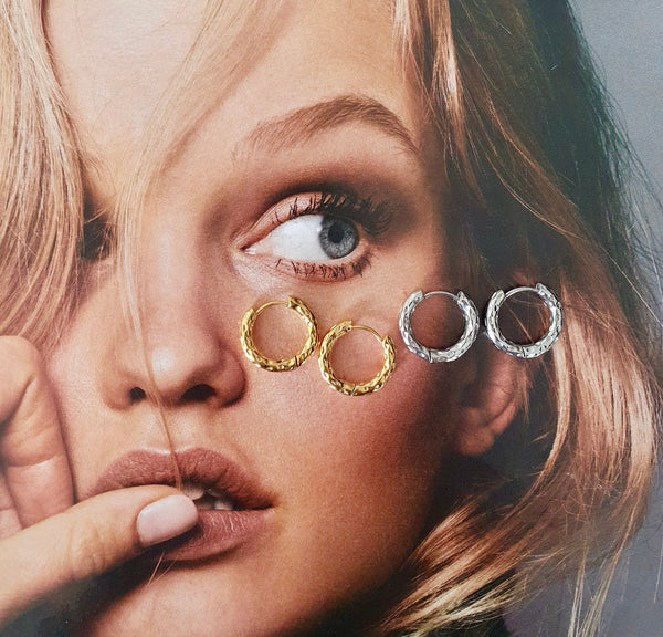 Minimalist Hammered Titanium Hoops In Silver Or Gold, Light Weight Hypoallergenic Hoops, 10, 12 Or 16MM