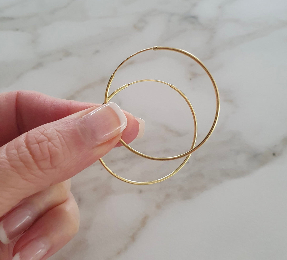 Big Gold Hoop Earrings In Gold Plated Sterling Silver, Lightweight Earrings, Minimalist Jewellery