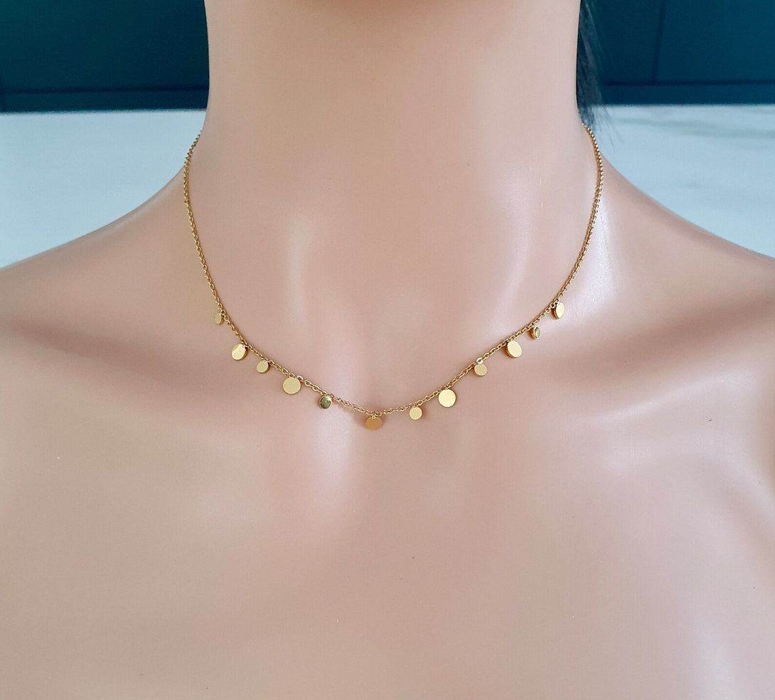 Dainty Gold Disc Layer Necklace