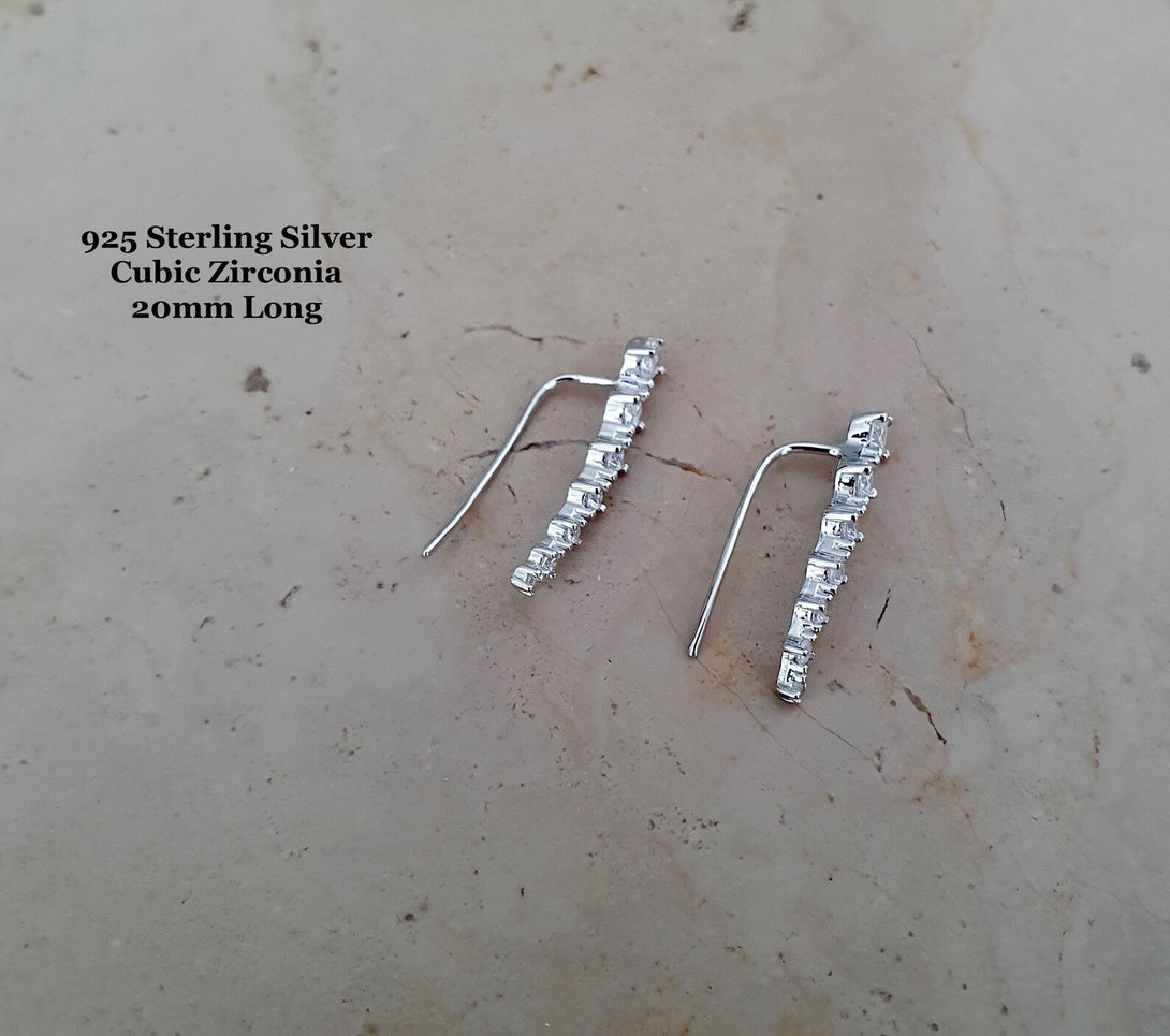 Pair Of Sterling Silver And CZ Ear Climbers