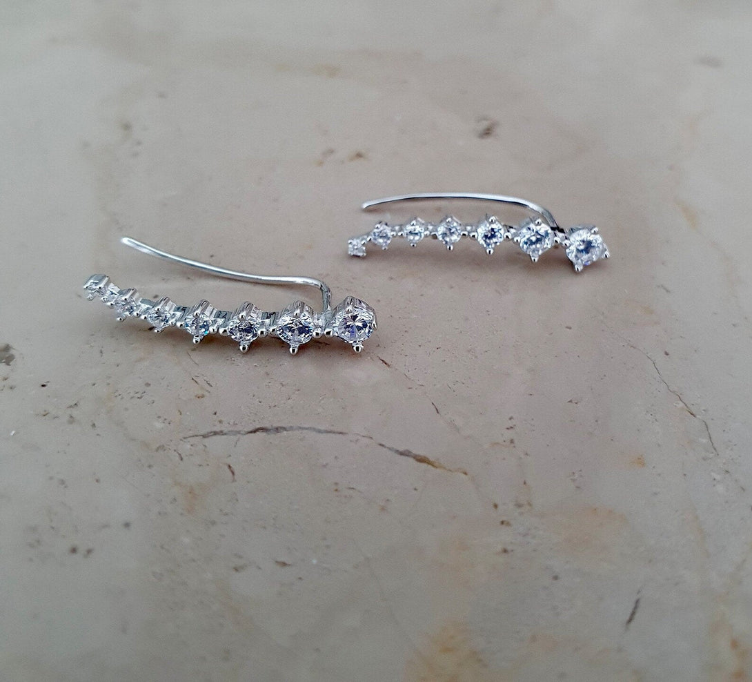 Pair Of Sterling Silver And CZ Ear Climbers