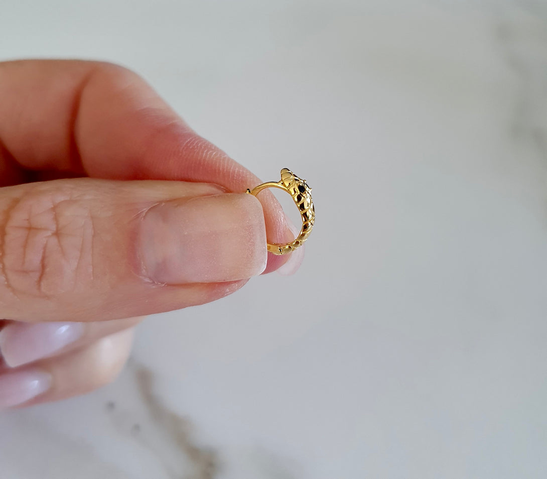 Pair Of Mini Serpent Hoops In Sterling Silver And Gold, Cartilage And Multi Piercings