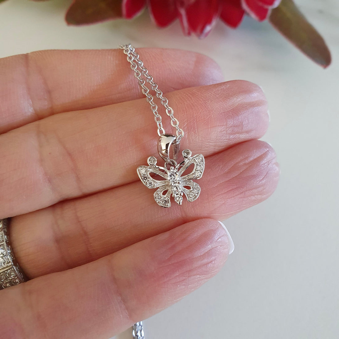 Butterfly Necklace In Sterling Silver, Symbolic New Beginnings Gift