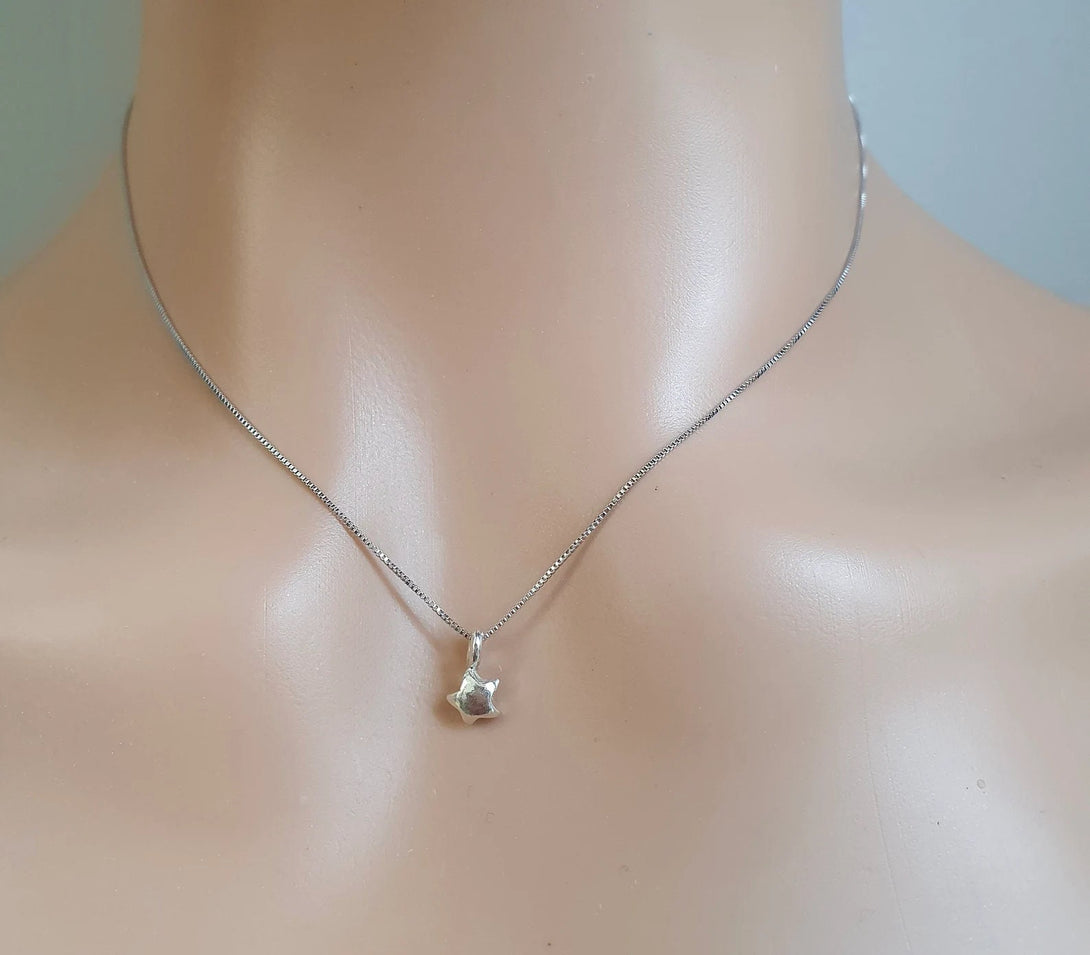 Tiny Sterling Silver Star Pendant Necklace, Symbolic Jewellery