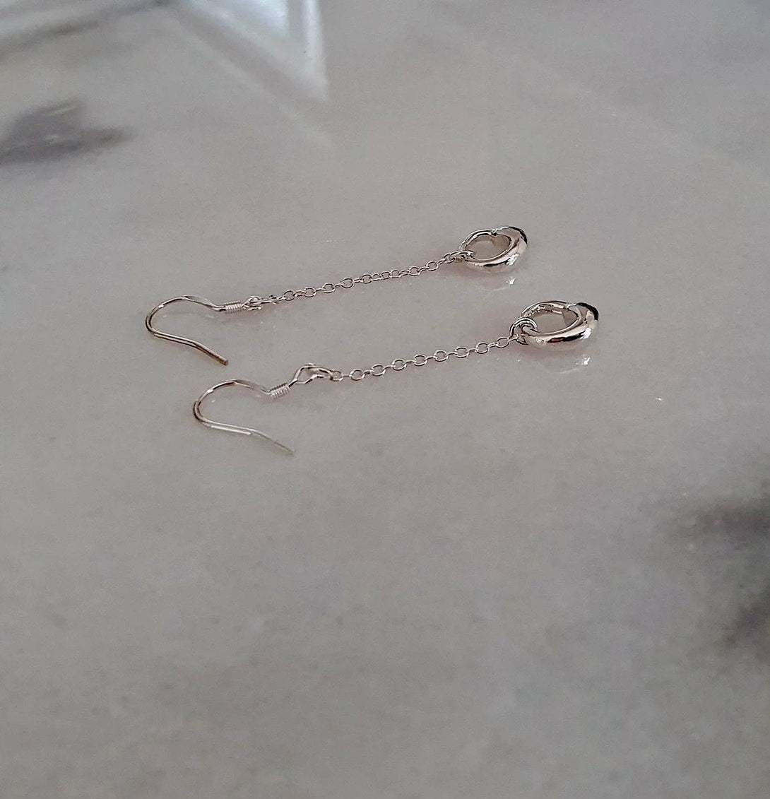 Sterling Silver Dangle Earrings With Love Knot Charm