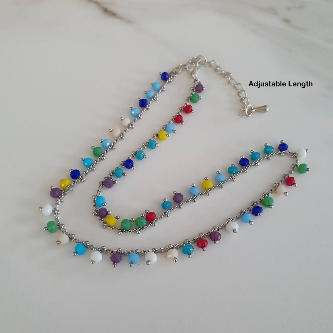 Rainbow Necklace, Multi Colour Beaded Choker, Pride Jewellery