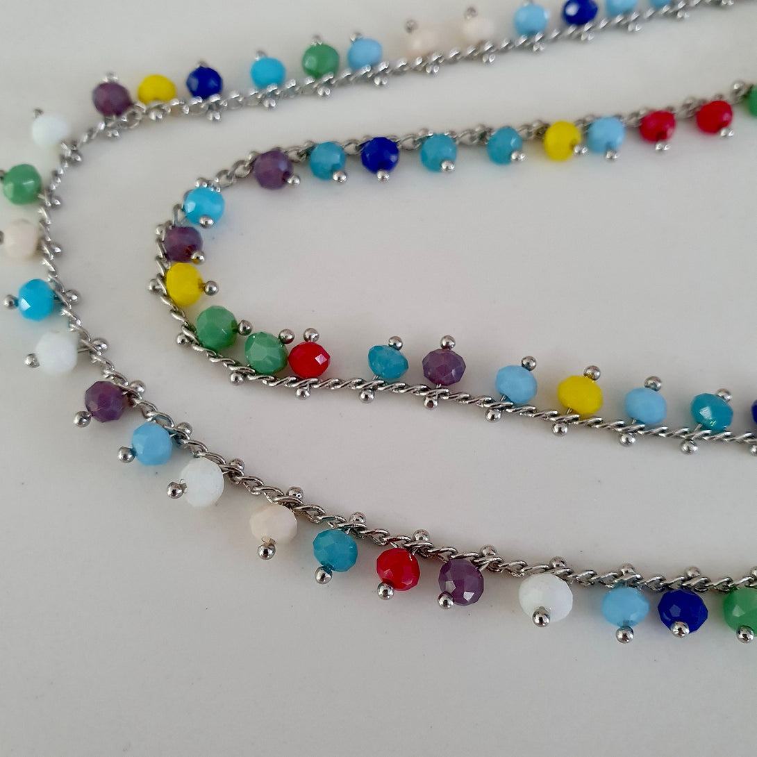 Rainbow Necklace, Multi Colour Beaded Choker, Pride Jewellery