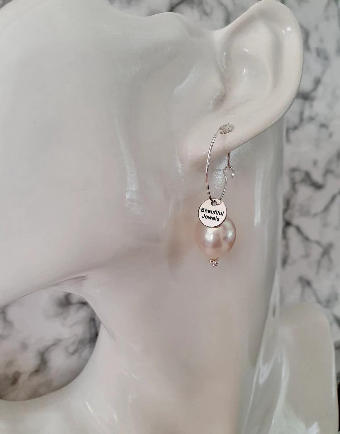 Baroque Pearl Hoop Earrings In Silver Or Gold