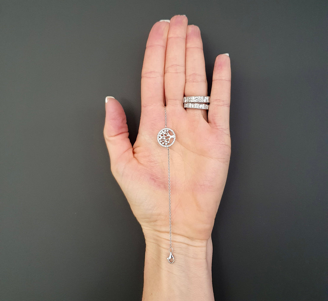 Tree Of Life Bracelet In Sterling Silver With Zircons, Symbolic, Meaningful Gifts