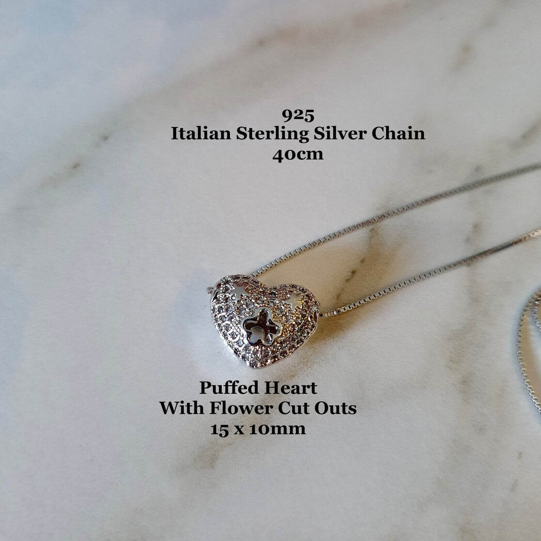 Sterling Silver Puffed Heart Necklace, Gifts Of Love