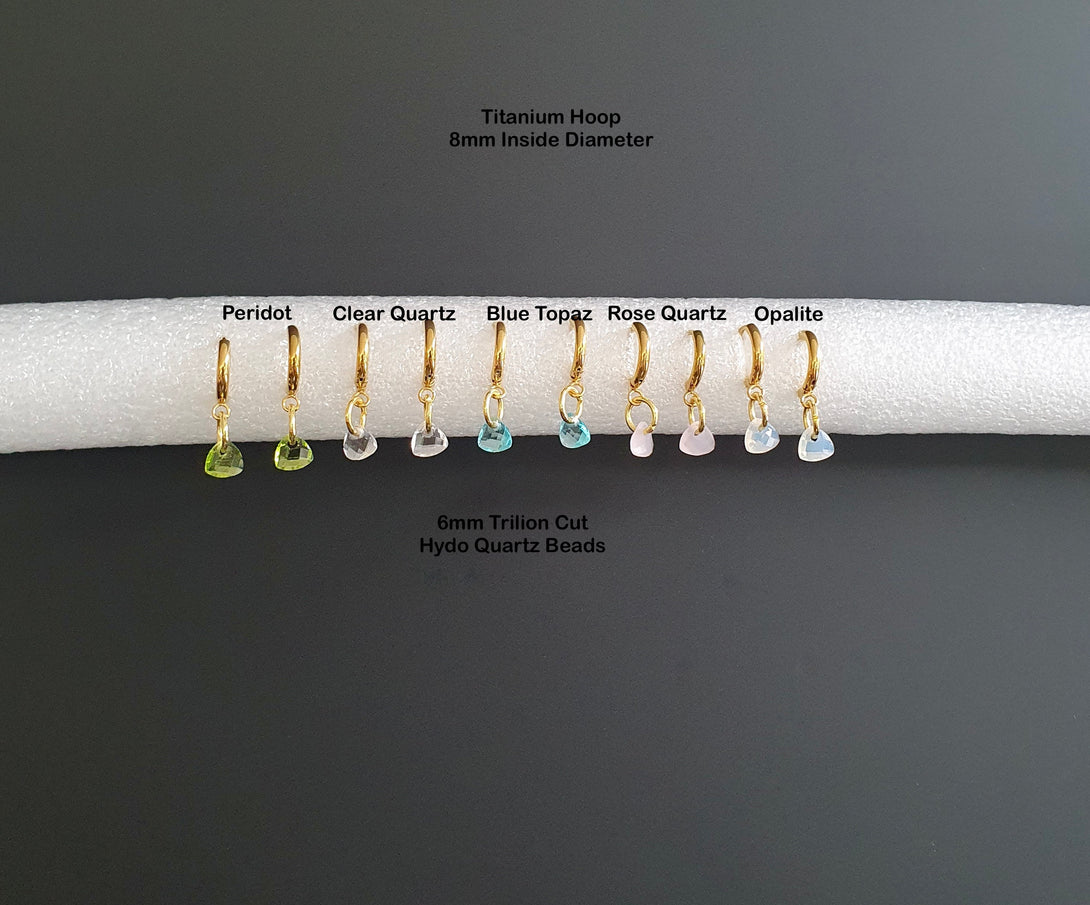 Mini Titanium Birthstone Hoop Earrings, Huggies