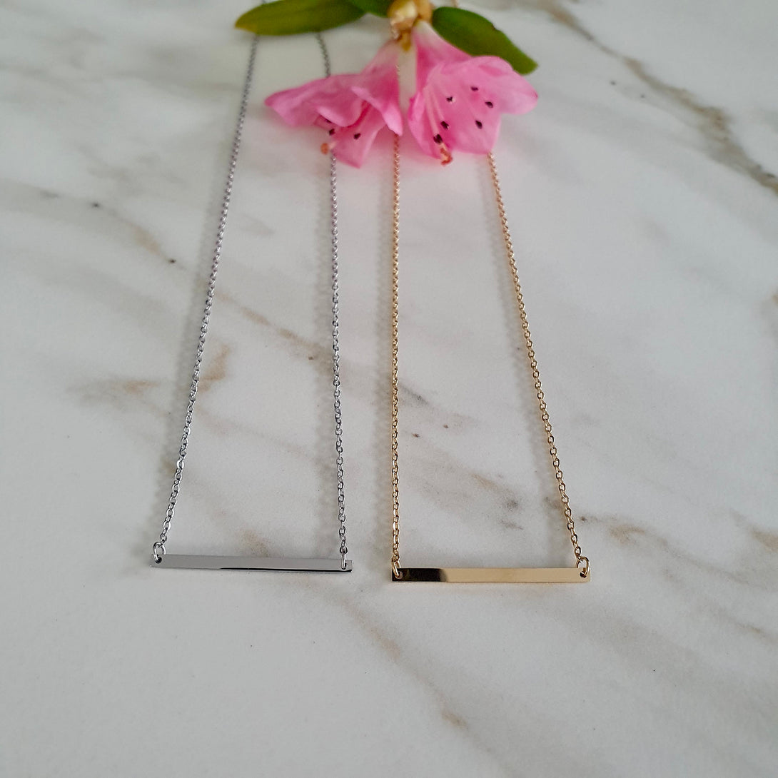 Simple Bar Necklace In Silver Or Gold