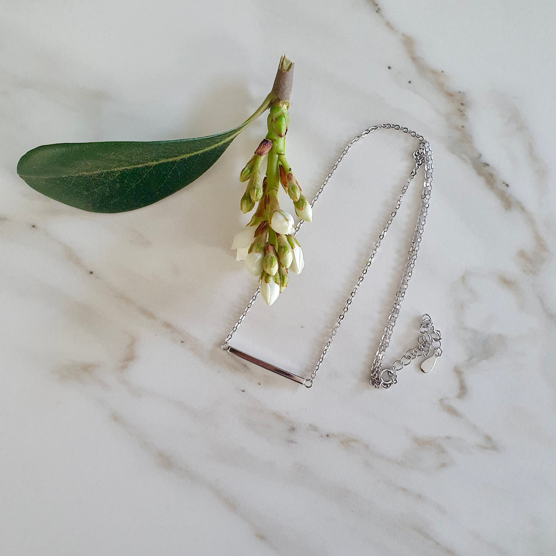 Minimalist Sterling Silver Bar Necklace, Elegant, Classic