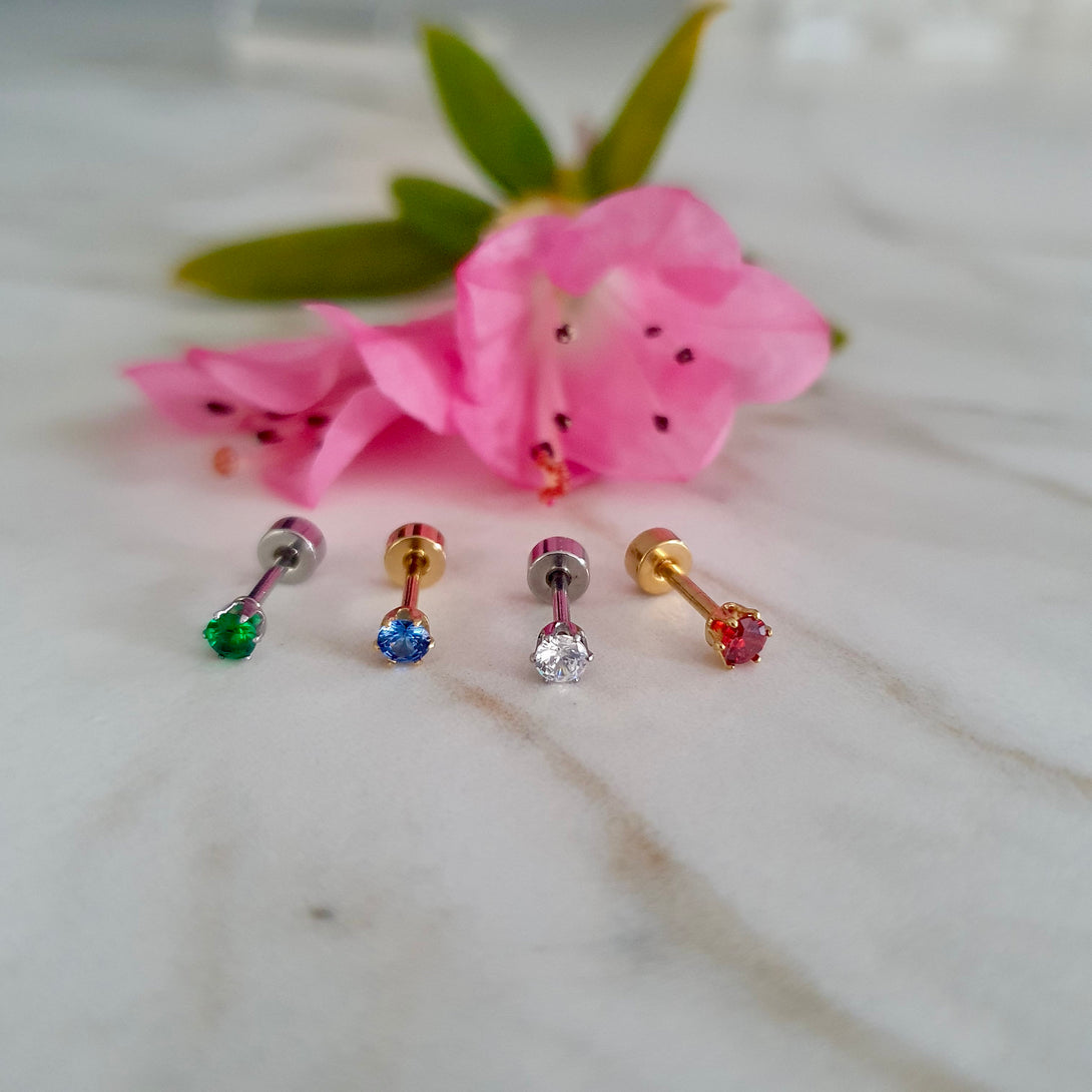 Sparkly, Mini Titanium 3mm Screw Back Studs In Multiple Colours, Claw Set