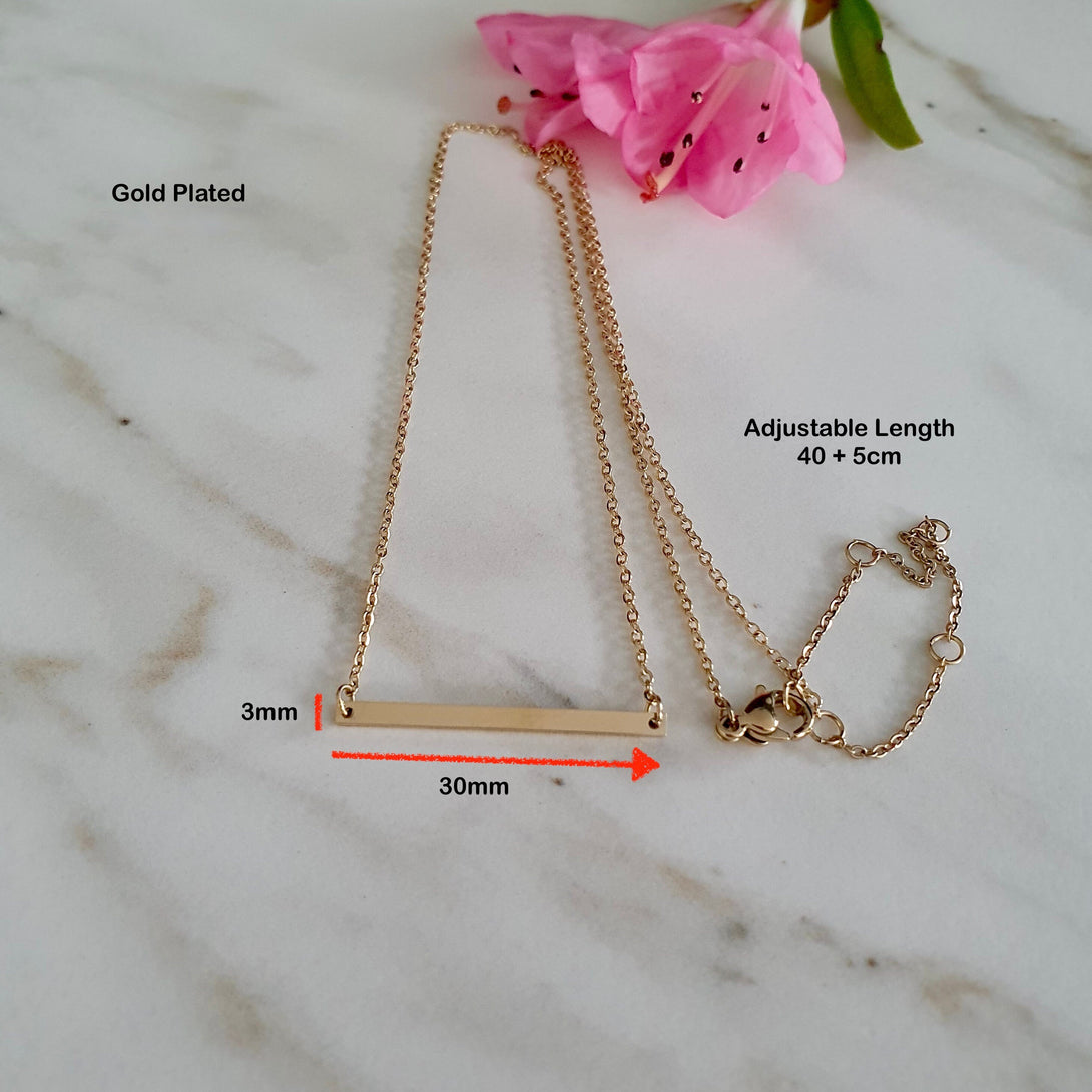 Simple Bar Necklace In Silver Or Gold