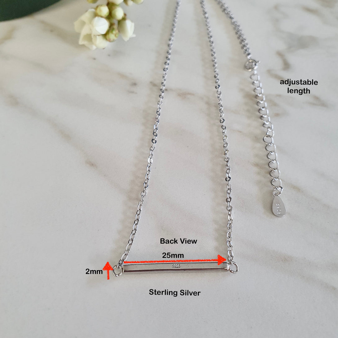 Minimalist Sterling Silver Bar Necklace, Elegant, Classic