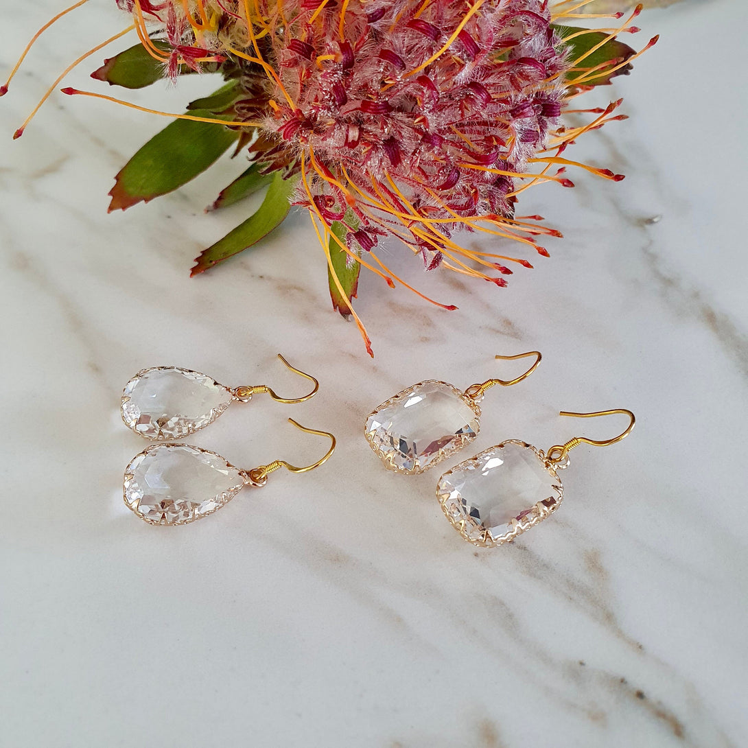 Clear Crystal Drop Earrings, Bridal Jewellery