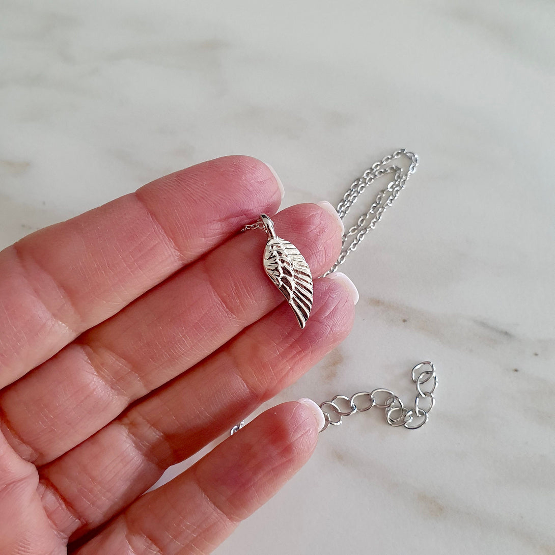 Guardian Angel Wing Necklace in Silver or Gold, On A Card With Message, Symbolic Friendship Gift