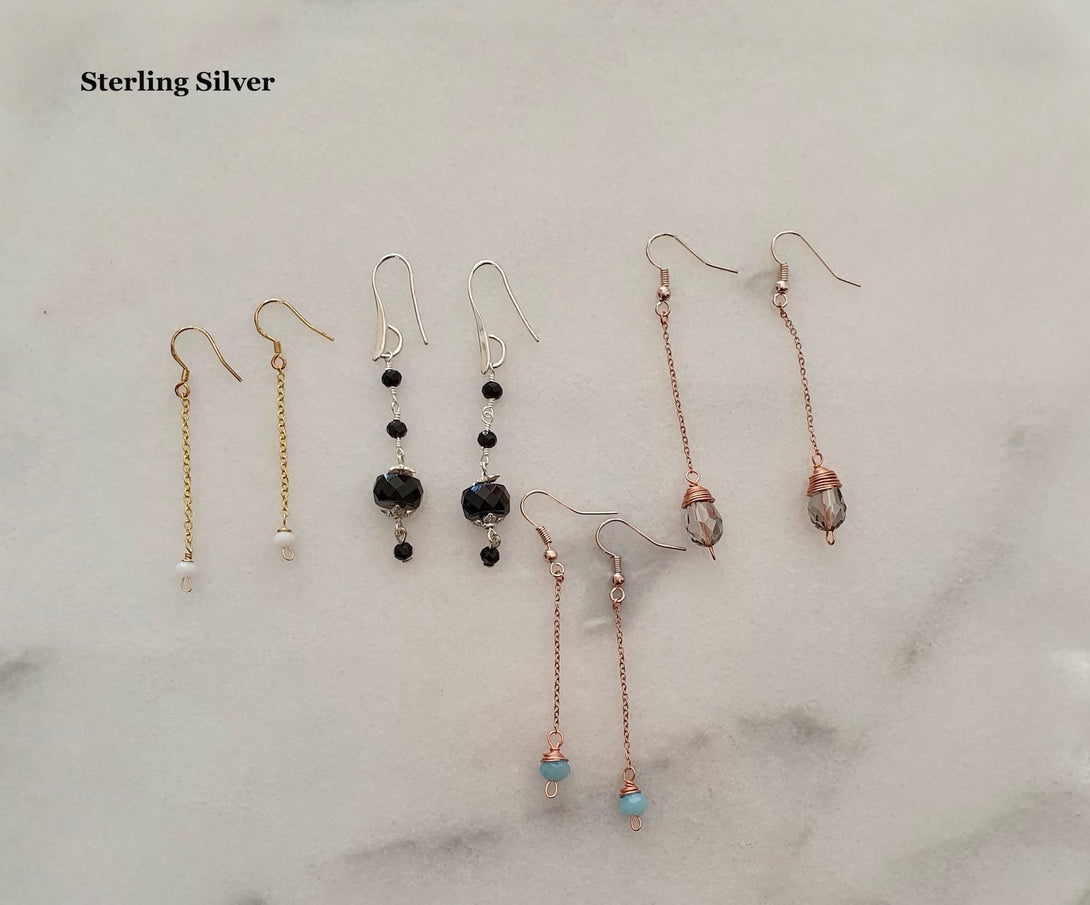 Gemstone Chain Drop Earrings, Light Everyday Jewellery