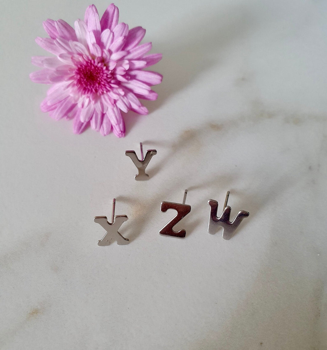 Alphabet Stud Earring, One Initial, Letter A to Z Piercings, Stainless Steel