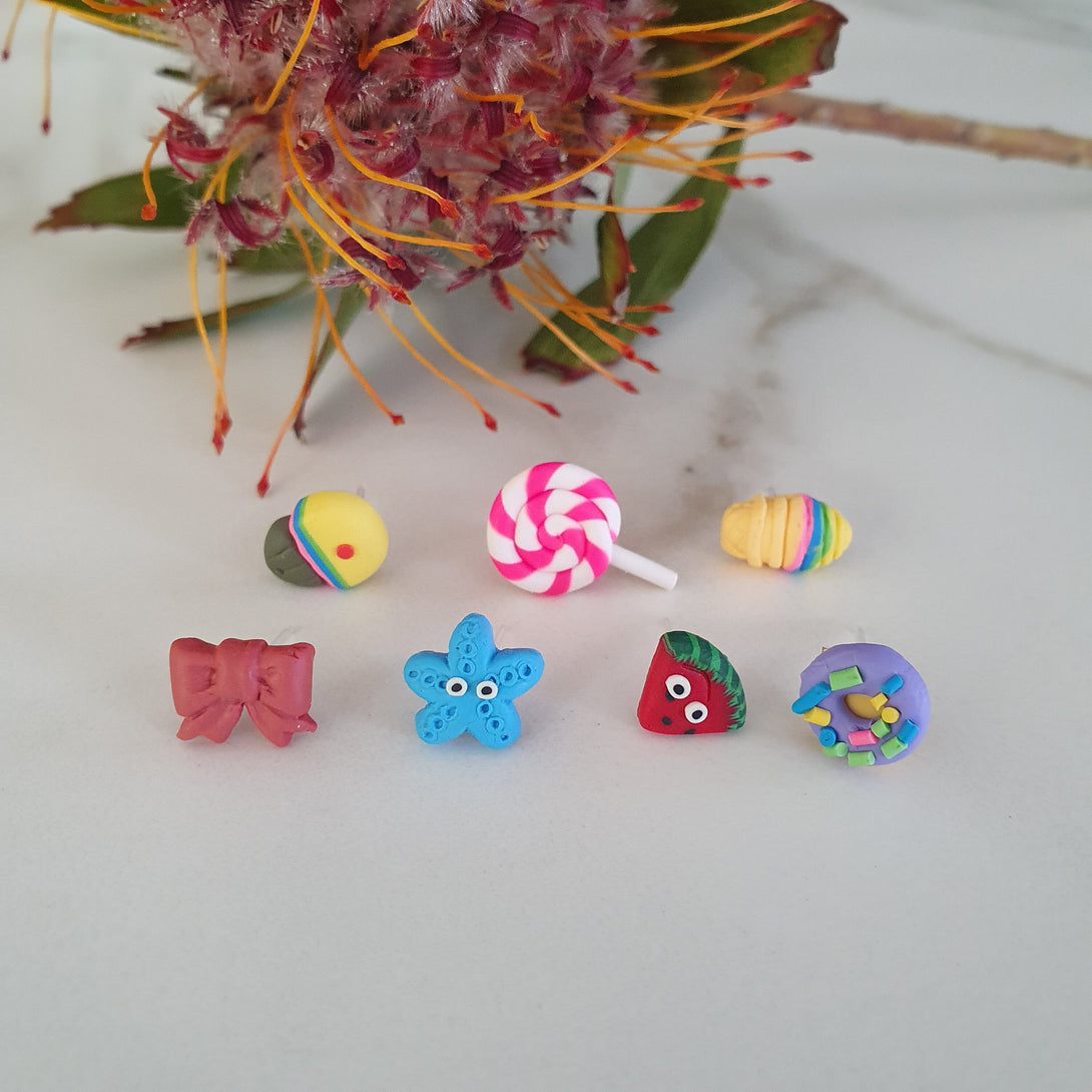 Character Fun Earrings for Kids, Handmade Polymer Clay With Bioplast Pushback, Cute Gifts