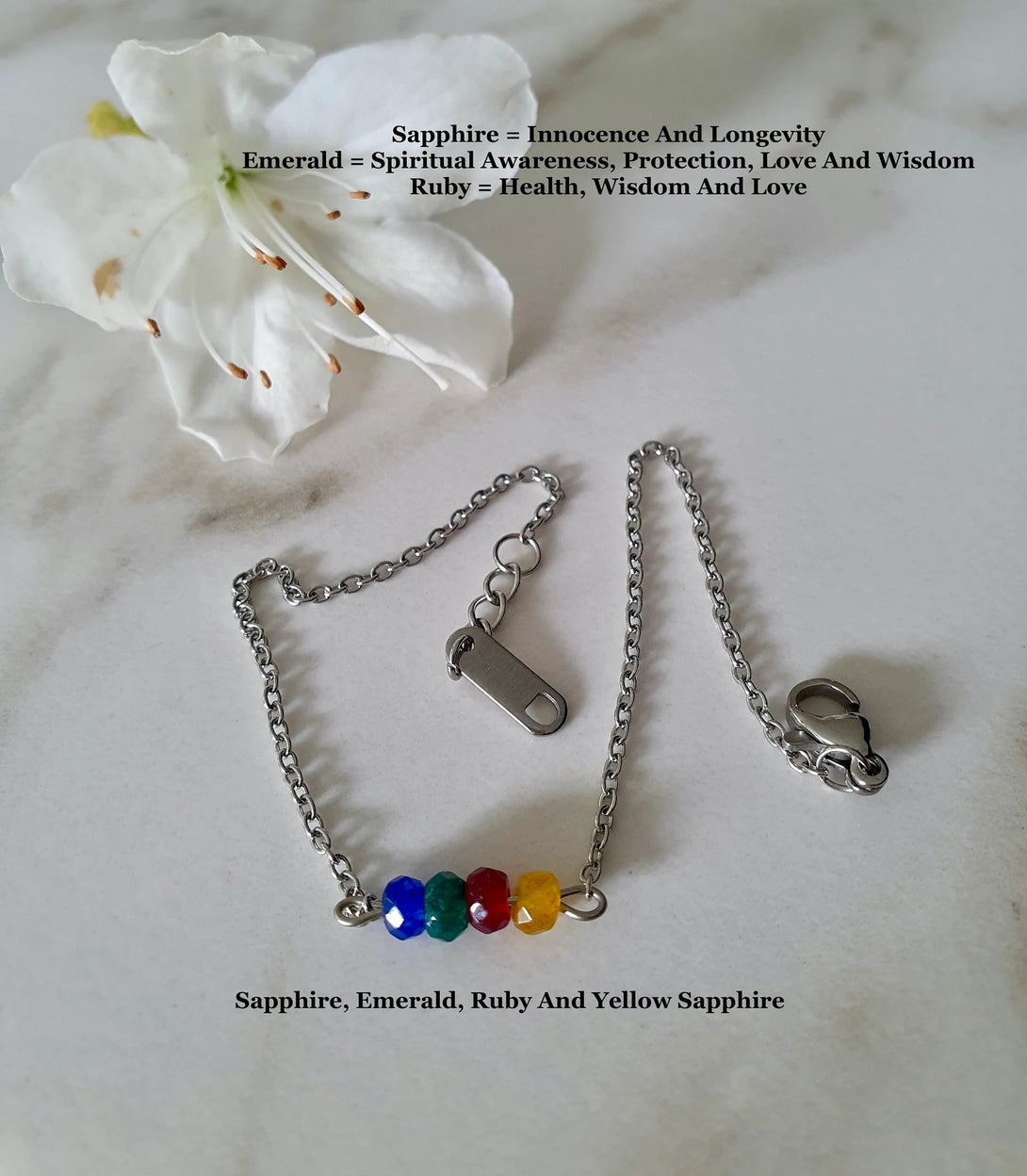 Dainty Sapphire, Emerald And Ruby Bracelet, May, July And September Birthstone Jewellery