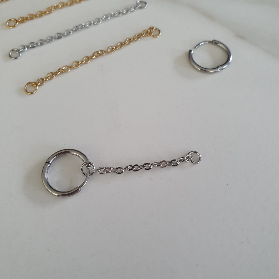 Earring Linking Chains, Gold Or Silver Stainless Steel, 3cm/5cm Length, 4mm Jump Ring , Multiple Piercing Hoop Or Stud Linkers