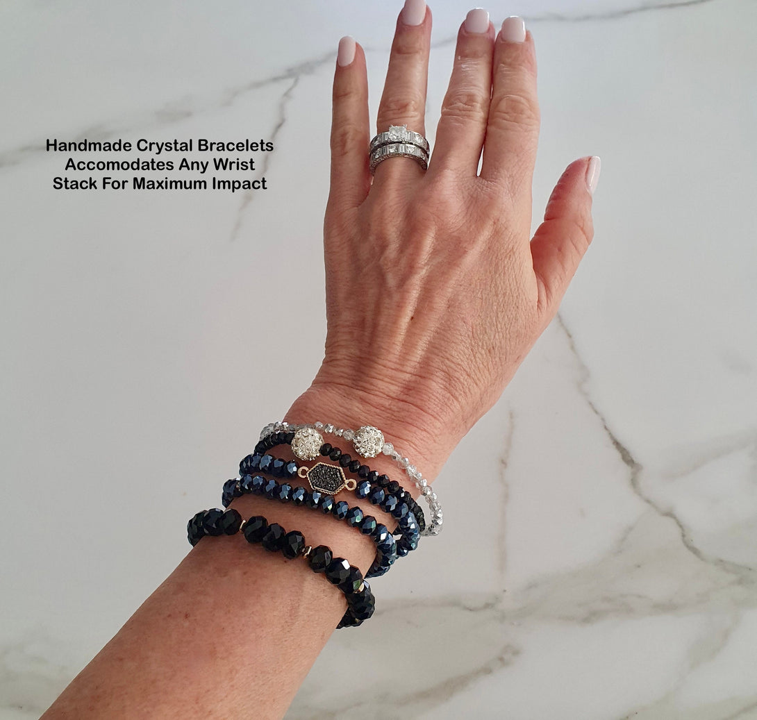 Crystal Stretch Bead Bracelets, Layer Jewellery, Handmade Gifts For Her