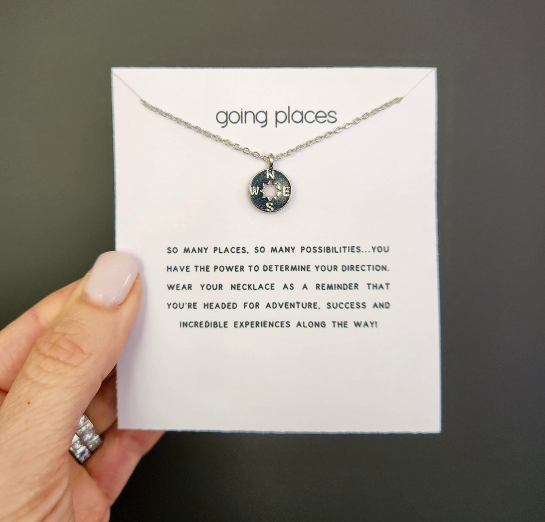 Compass Necklace, Inspirational Gift