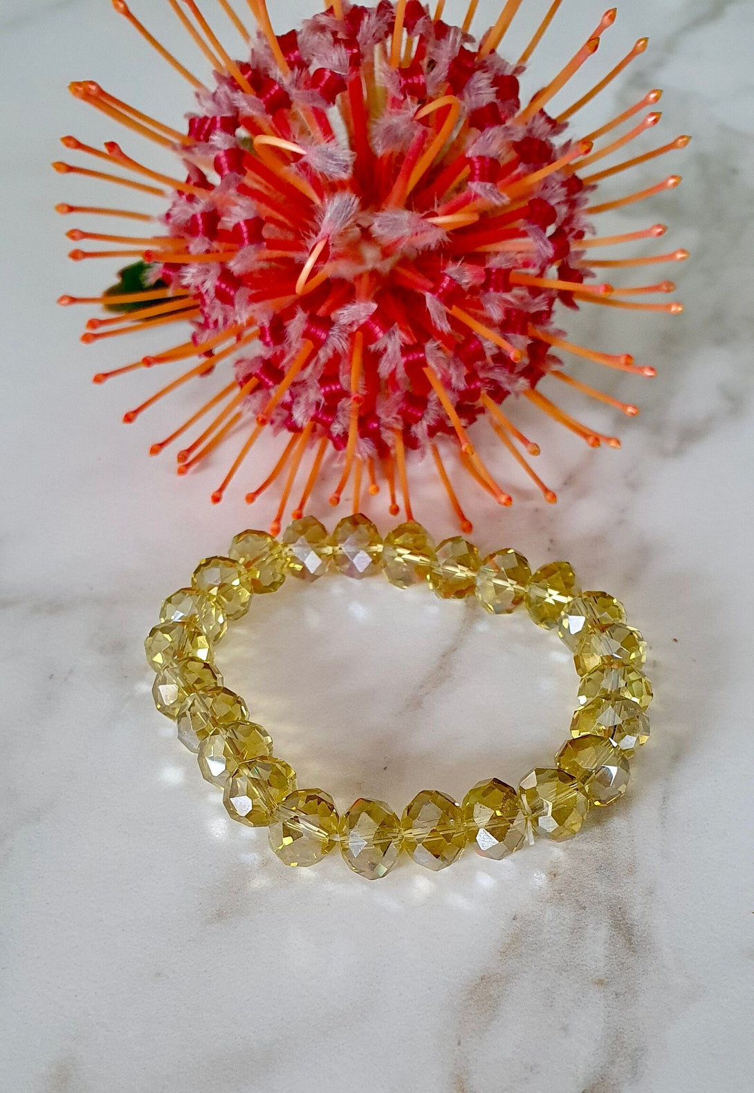 Yellow Crystal Stretch Bracelet, Uplifting Sunshine Glow Jewellery