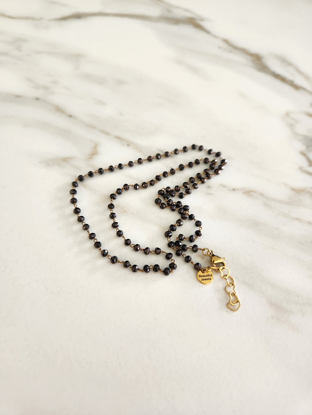 Dainty And Delicate Onyx Bead Necklace