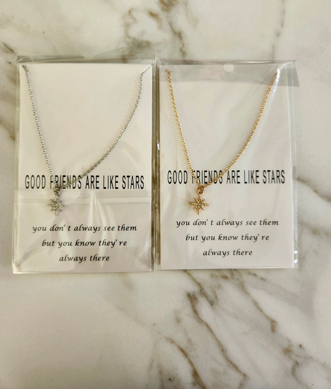 Friendship North Star Necklace, Symbolic Friendship Gifts, Inspirational Jewellery with Carded Message, Celestial Best Friend Gift