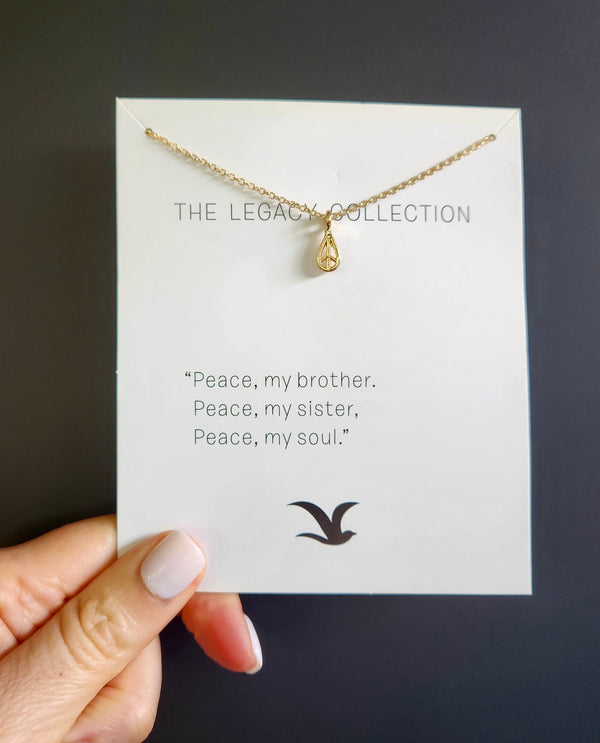 Peace Sign Pendant Necklace, Symbolic Friendship Gift, Inspirational Jewellery with Carded Message